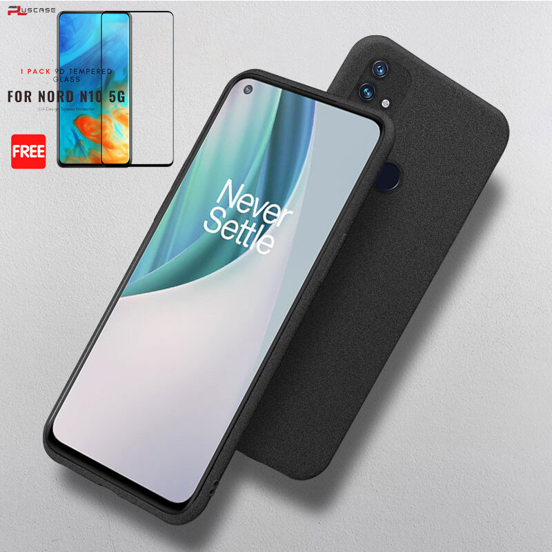 PlusCase cho OnePlus Nord N10 5G Mềm Bằng Đá Sa Thạch Trường Hợp Siêu Mỏng + Miễn Phí Tempered Glass Bảo Vệ Màn Hình Phim