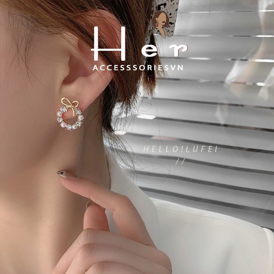 Bông Tai Khuyên Tai Flower Row Đình Đá Sang Chảnh Her Accessories H70