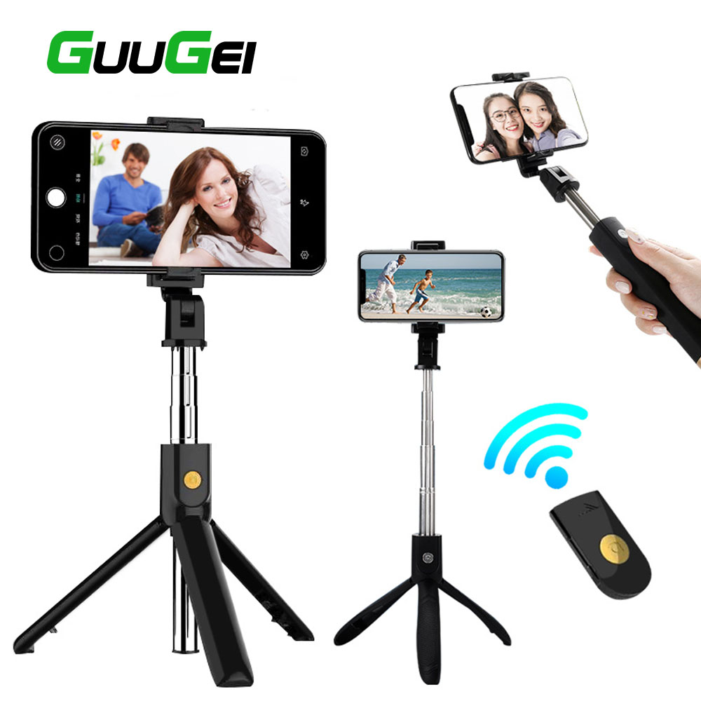 Guugei gậy chụp ảnh tự sướng bluetooth không dây 3 trong 1 chân máy mini có thể mở rộng chân máy đơn cầm tay có thể gập lại điều khiển từ xa cho iphone android huawei