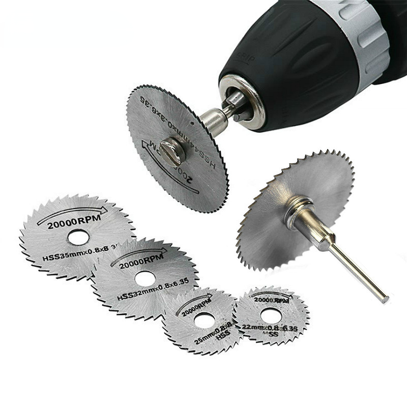7 cái Mini HSS lưỡi cưa tròn Dụng cụ xoay cho Dremel Máy cắt kim loại Bộ dụng cụ điện cắt gỗ đĩa khoan trục gá cắt