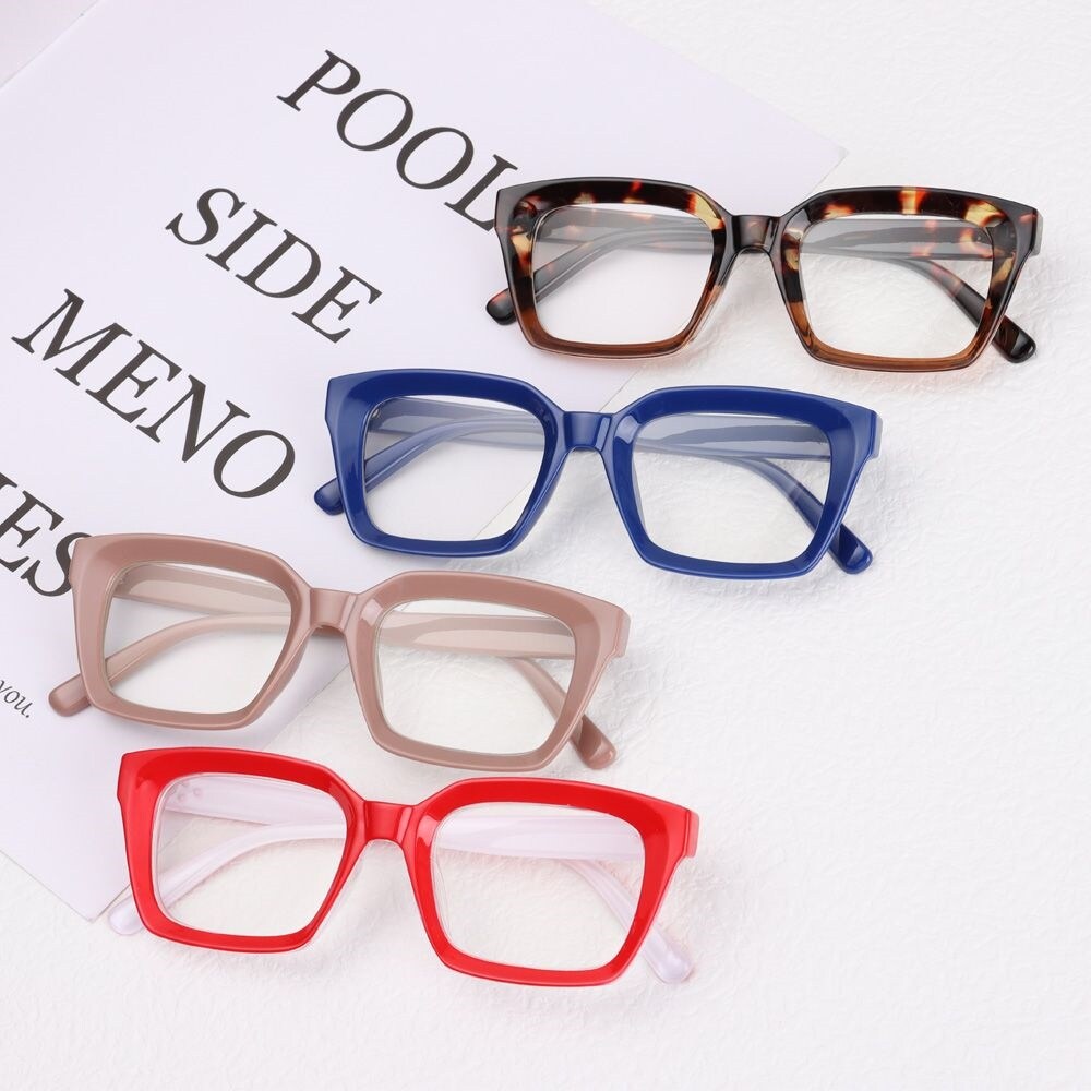 【Ready Stock】 1 Pair color Oversized Square Reading Glasses Men Women Large Frame Fashion Presbyopia Eyeglasses Diopter 1.0 4.0