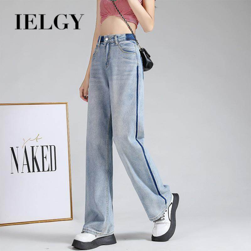 Quần bò ielgy quần ống rộng thường ngày ống thẳng phần thân mỏng mỏng dễ phối cho nữ
