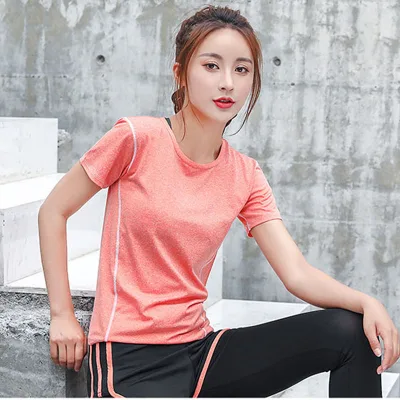 MCFED Women's Quick Drying Shirts Fitness Elastic Yoga Sports T Shirt Tights Gym Running Tops Short Sleeve Tees Blouses Shirts Jerseys (12)