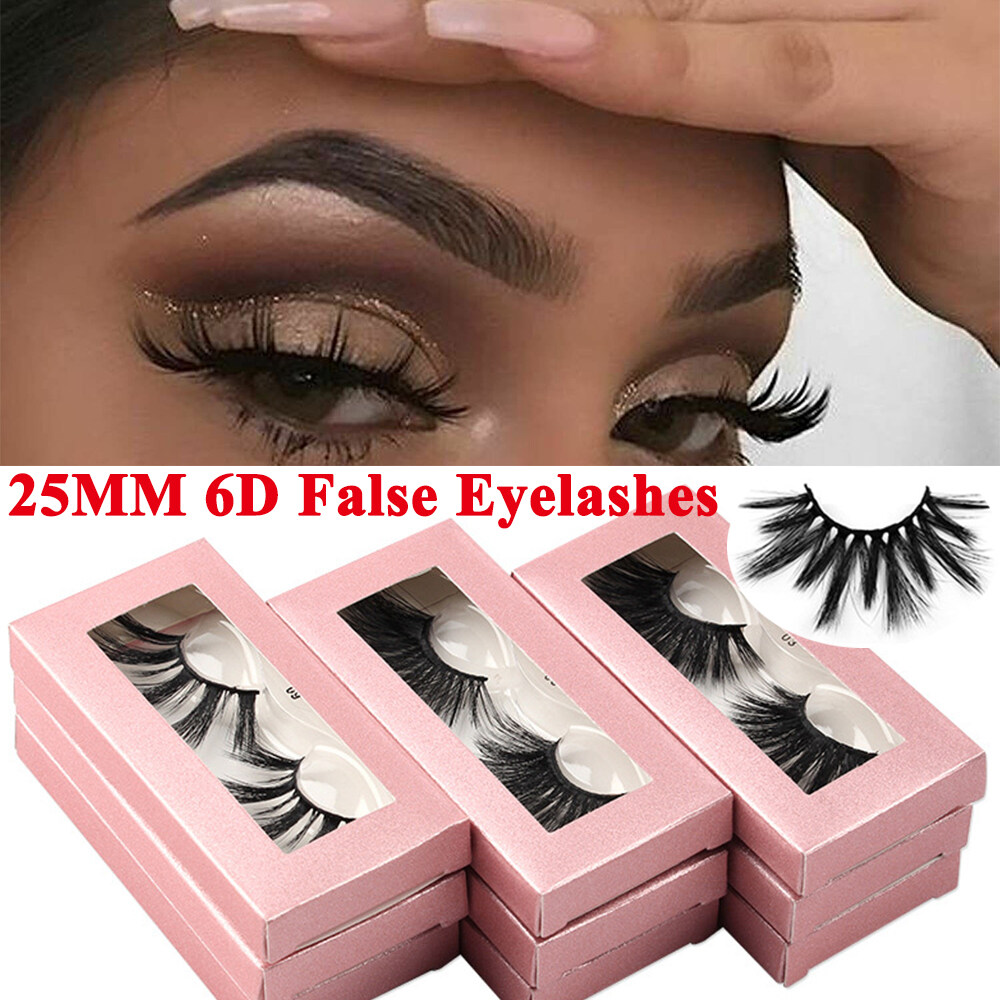 XUNXUAN สีดำธรรมชาติแต่งหน้ากันน้ำยาวหนา6D Faux มิงค์ปลอม Eye Lashes 25มม.ขนตาปลอม Lash Wispies ขนตาหนานุ่ม