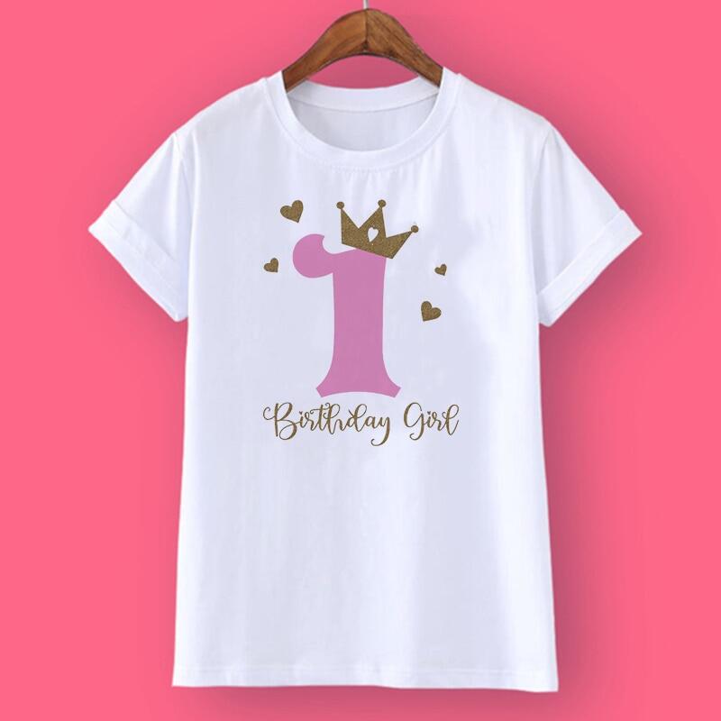 Funny Crown Gift of Birthday Girls Personalised T Shirt 1-10Y Custom Name T-Shirt Wild Tee Girls Party Tshirt Clothes Kids Gifts Fashion Tops - 6