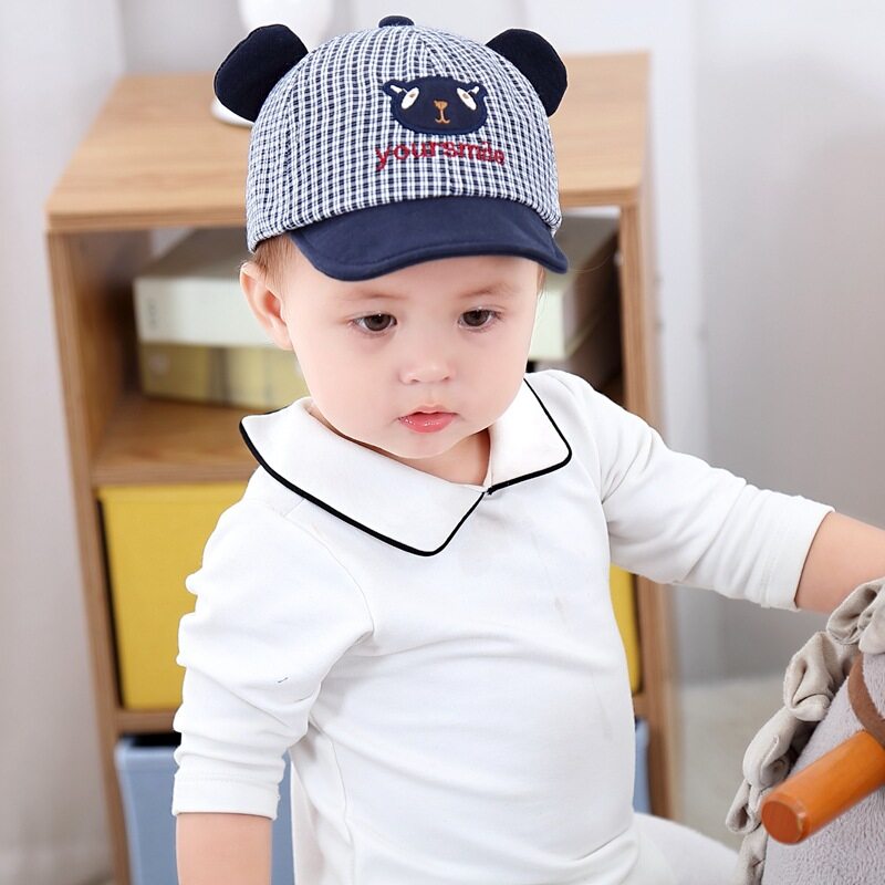 Junyehหมวกแก็ปเด็กมีหูการ์ตูน,หมวกเบสบอลผ้าคอตตอนปรับได้สำหรับเด็กผู้ชายอายุ5-24เดือนหมวกกันแดดสำหรับเด็ก