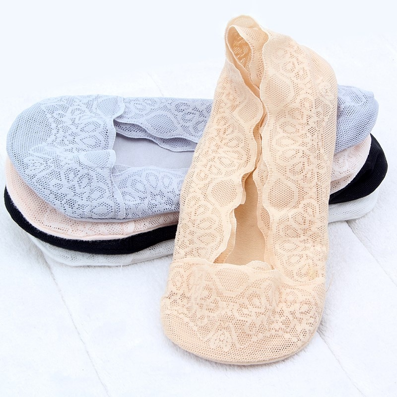 【ABLE】✿☾ Flower Lace Non-Slip Cotton Bottom Invisible No Show Socks With Big Size 39-41 Available