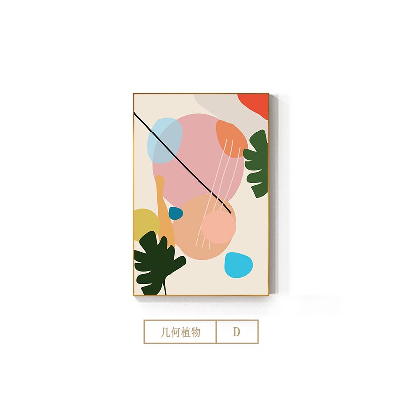 Nordic Yellow Green Canvas Colorful Plant Leaf Painting Minimalism Posters Prints Wall Art Pictures for Living Room Decoration 30X40CM 0728
