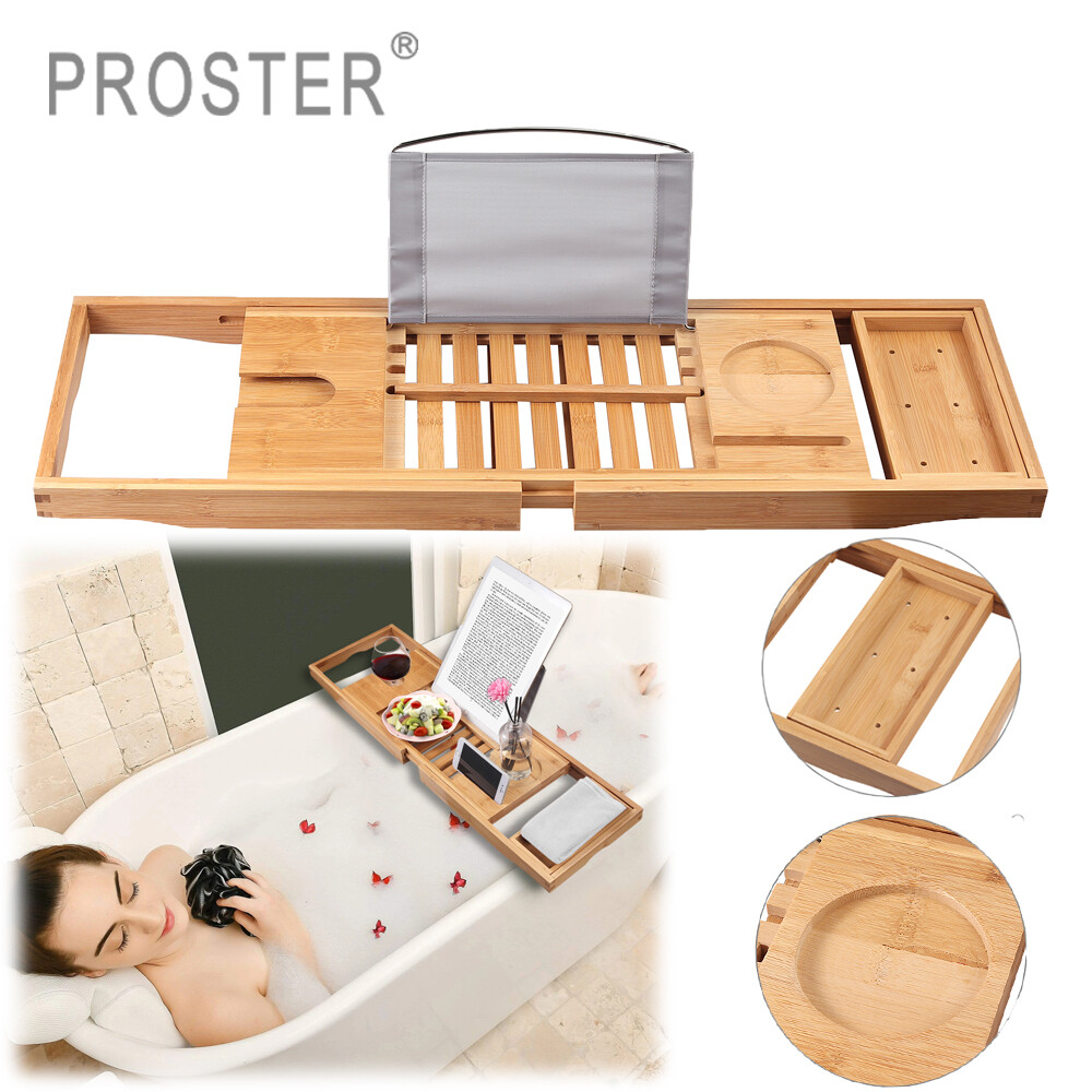 Proster Luxury Điều Chỉnh Thuận Tiện Bằng Gỗ Tre Bồn Tắm Cầu Caddy Giá Để Khay