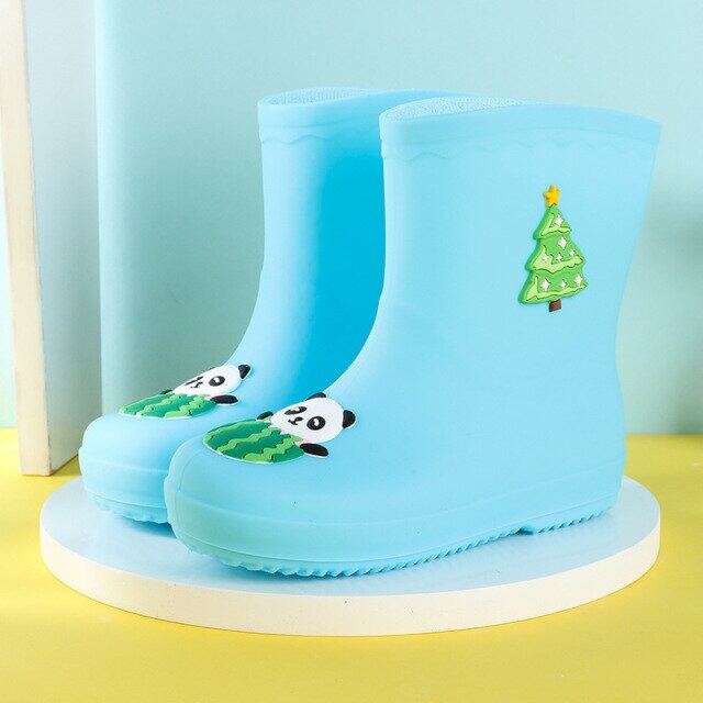 รองเท้าบูทกันฝนเด็กแฟชั่นลายการ์ตูนสัตว์ PVC Ruer Rainboots สำหรับเด็กทารกชายหญิงรองเท้ากันน้ำ LM065