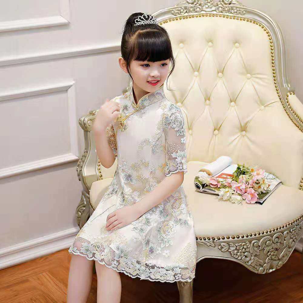 Girls cheongsam dress summer dress children's dress 2021 New Princess dress fashionable skirt girl Han Chinese clothing