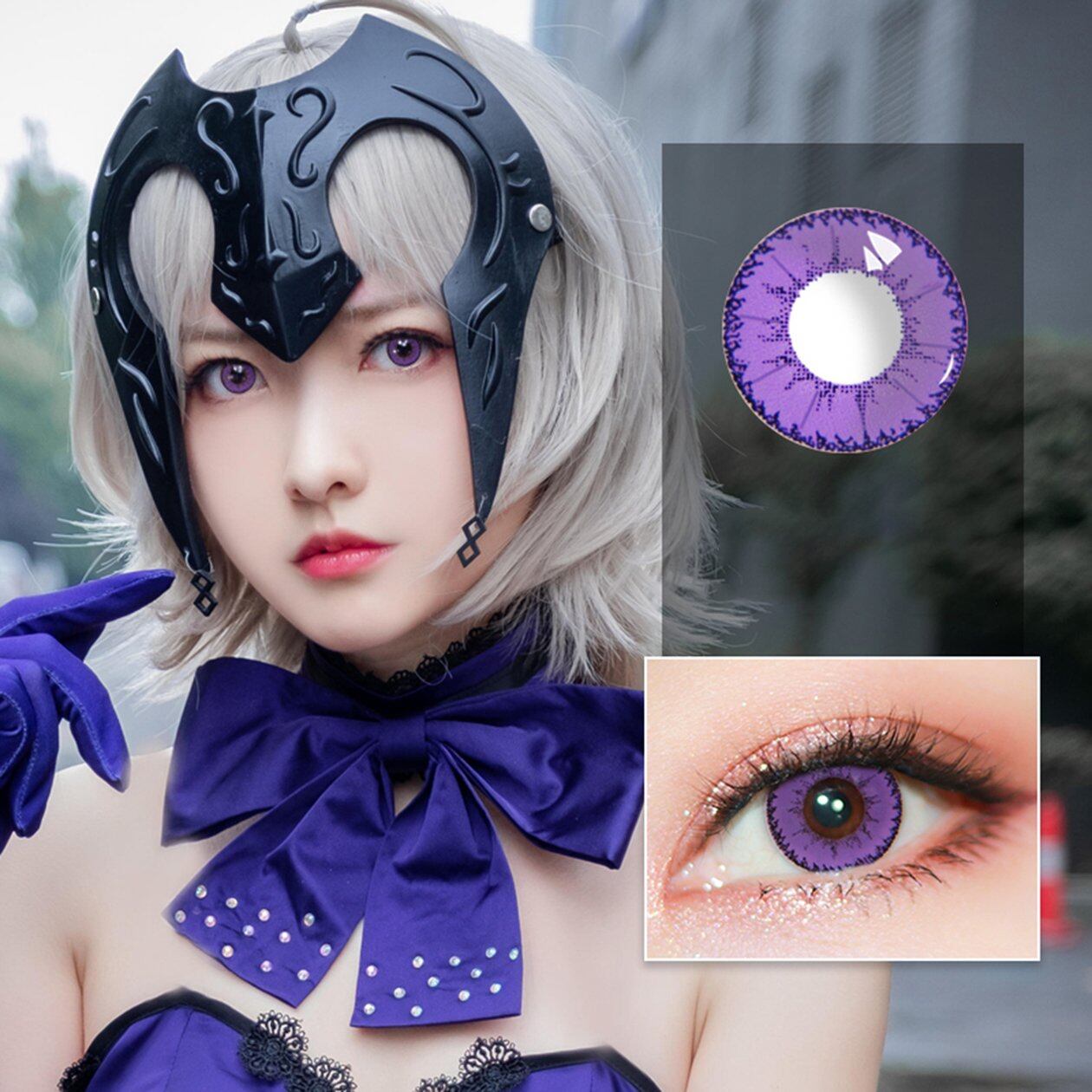 1 Cặp Kính Áp Tròng Màu Hoạt Hình Cosplay Màu Sắc Đẹp 1 Kính Quỷ Nhỏ