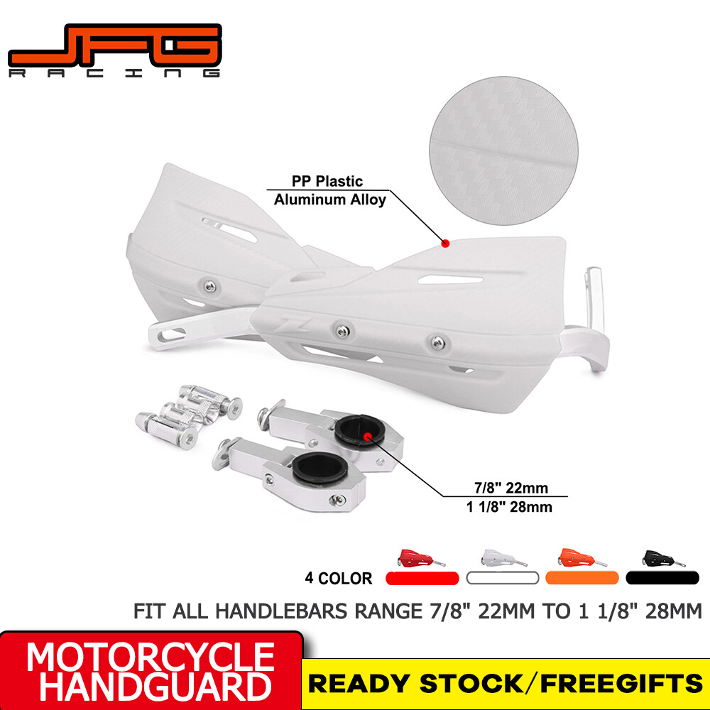JFG Racing Motorcycle Universal White 7/8 1 1/8 Handguard Hand Guard For Honda Yamaha Suzuki Kawasaki Handguards Beat Wave TMX Click XRM110 Pit Dirt Bike Motorcross Motorbike Parts Accessories ราคา 643 บาท*ส่งฟรี