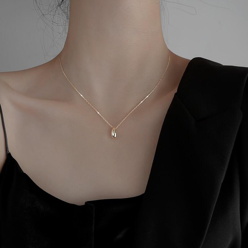 Dây chuyền mặt giọt nước mạ vàng 18k cho nữ dây chuyền bạc 925 vòng cổ choker trang sức thời trang tối giản