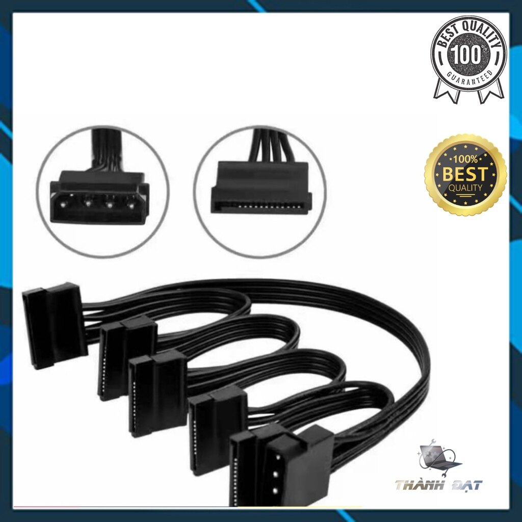 Cáp chia nguồn ổ cứng HDD, SDD Sata, 1 Cổng IDE, ATA chia ra 5 cổng nguồn Sata.