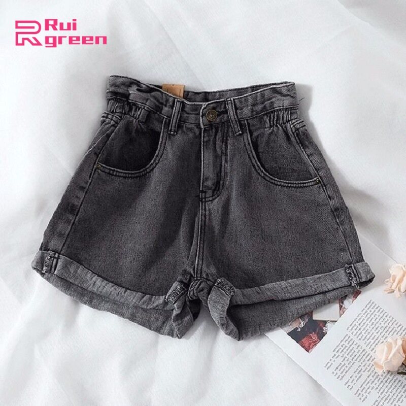 Quần Short Ống Rộng Retro Mùa Hè Cho Nữ Quần Denim Ống Đứng Dáng Rộng Cạp Cao Hợp Thời Trang Quần Bò Thường Ngày Uốn Cong Màu Sắc: Xanh Nhạt Kích Thước: S