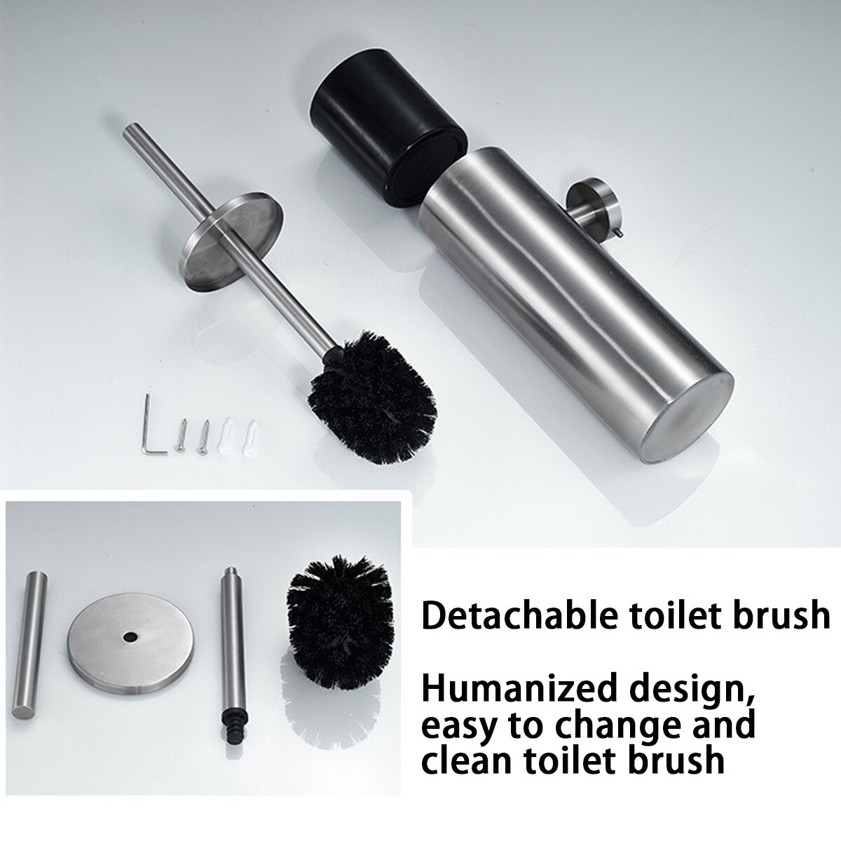 Generic Toilet Brush Wall-mounted Stainless Steel Handle Toilet ...