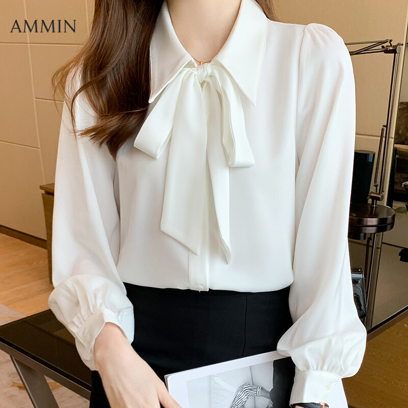 AMMIN Áo Khoác Cardigan Có Khuy Màu Trắng Kèm Theo Ve Áo Kiểu Pháp Mới Mùa Thu 2021 Áo Voan Đi Làm Đi Làm Áo Cánh Nữ Dài Tay Thanh Lịch Đơn Giản Phong Cách Hàn Quốc Phù Hợp Với Mọi Người