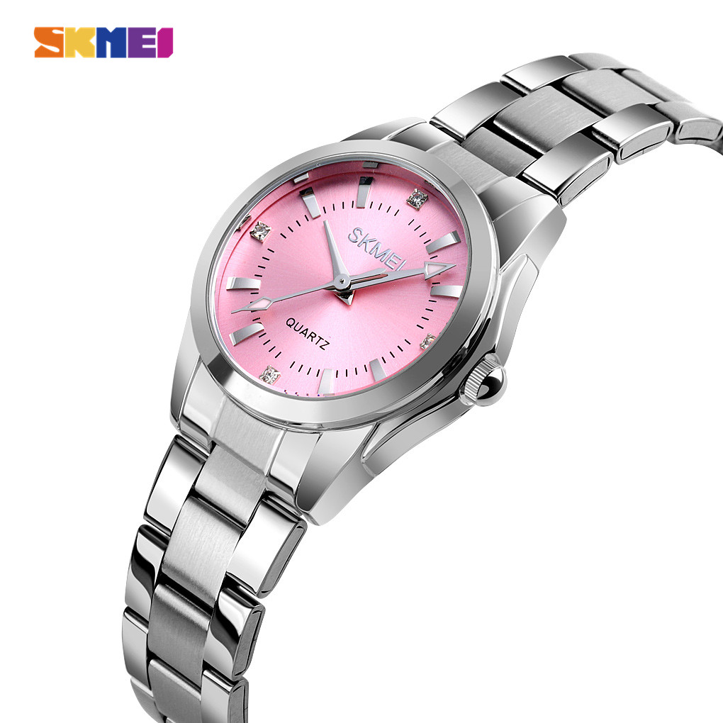 SKMEI New Women Fashion Watches Quartz Waterproof Watch Stainless Steel Simple Elegant Wristwatches Ladies Clock ราคา 287 บาท*ส่งฟรี