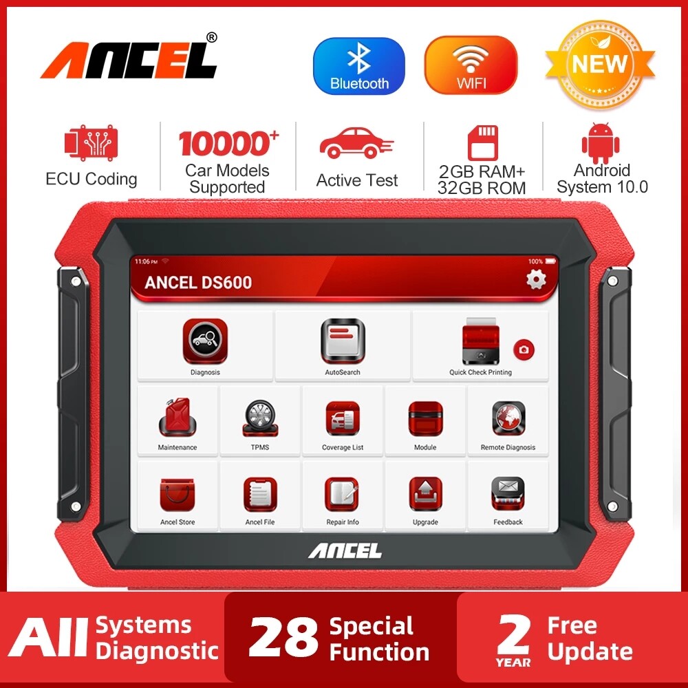 ANCEL DS600 Full System Car Diagnostic Tool OBD2 Bluetooth Code Reader With ECU Coding Active Test TPMS SRS OIL EPB IMMO 28 Reset Service Automotive EOBD Scanner PK X 431Pros Mini ราคา 25,870 บาท*ส่งฟรี
