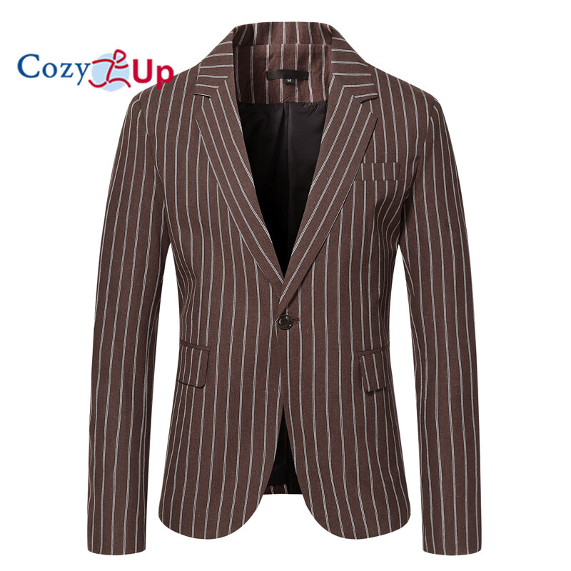Cozy Up British Style Long Sleeve Blazer Men s Slim Striped Batik One