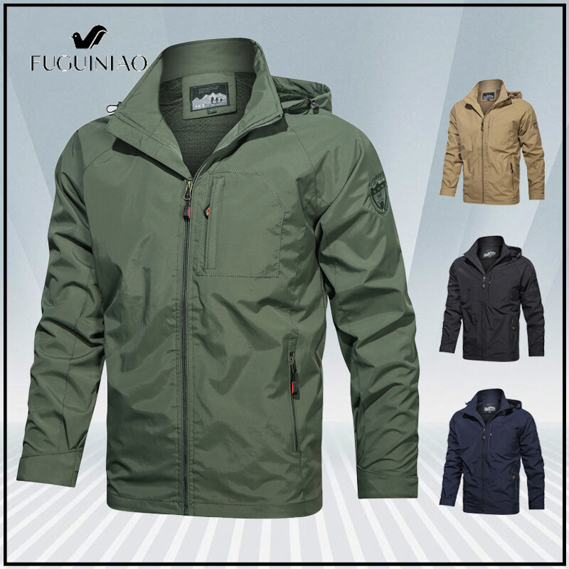 Fuguiniao Men's sports hooded jacket outdoor suit jacket windproof, waterproof jackets coat ราคา 375 บาท*ส่งฟรี