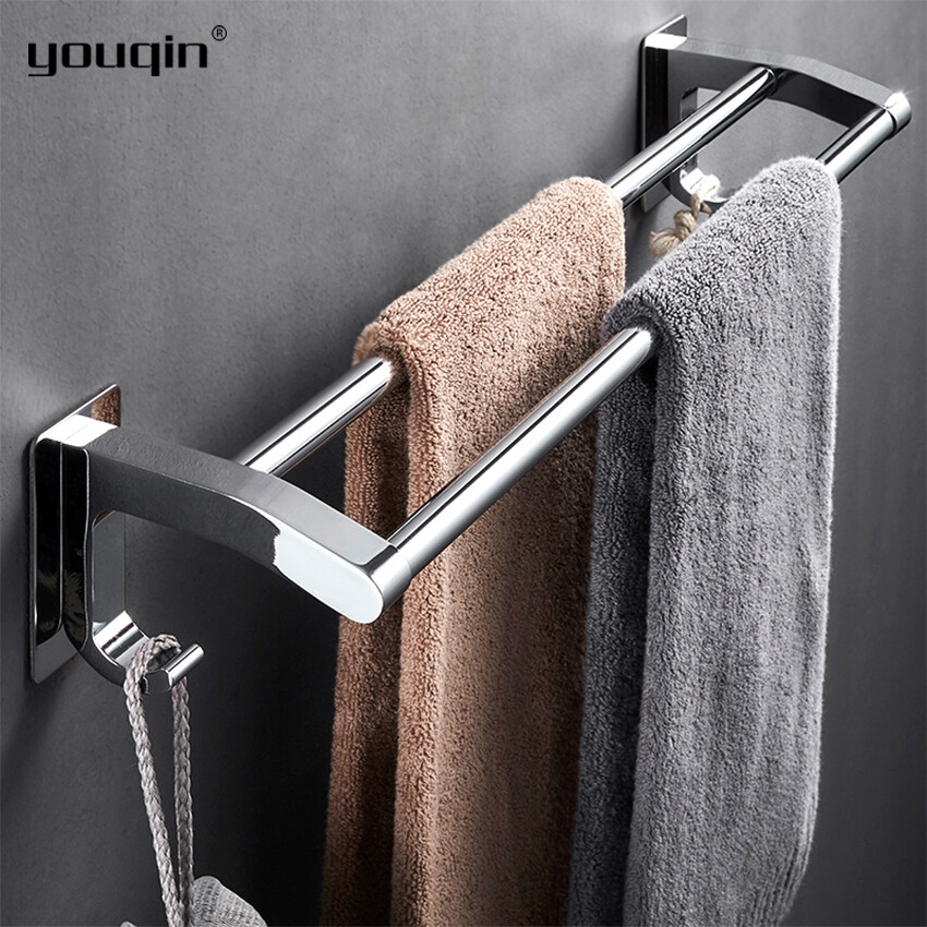IFEN Punch-free kitchen bathroom double suction cup rack towel rack single pole with 6 hooks towel rack 