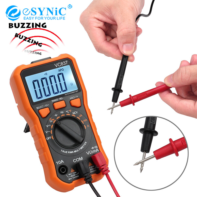 Esynic kỹ thuật số vạn năng 6000 đếm trms tự động phạm vi ncv detector dc ac điện áp hiện tại đo meter nhiệt độ điện dung diode và liên tục thử nghiệm đèn flash ánh sáng đèn nền màn hình lớn
