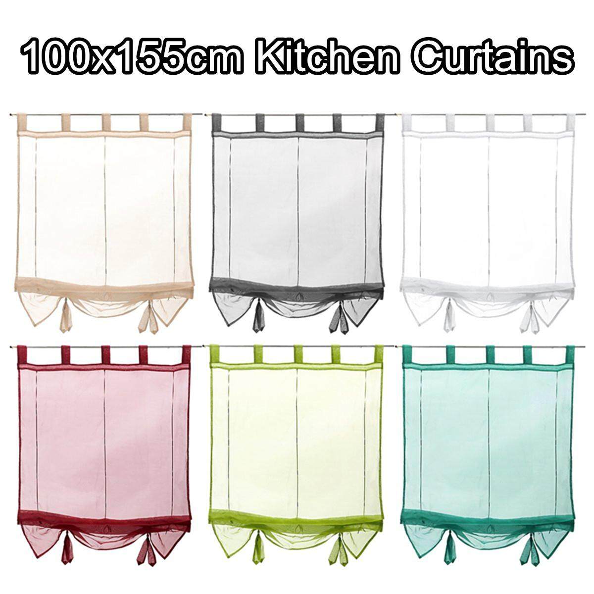 Generic 100x155cm Ready Made Kitchen Window Roman Curtain Blind Tulle