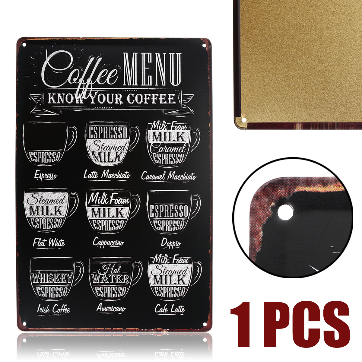 Stiup 1Pc Vintage Cà Phê Menu Bảng Ký Hiệu Bằng Thiếc Kim Loại Áp-phích Nghệ Thuật Quán Rượu Quán Rượu Đồ Trang Trí Bên Trong Quán Cà Phê