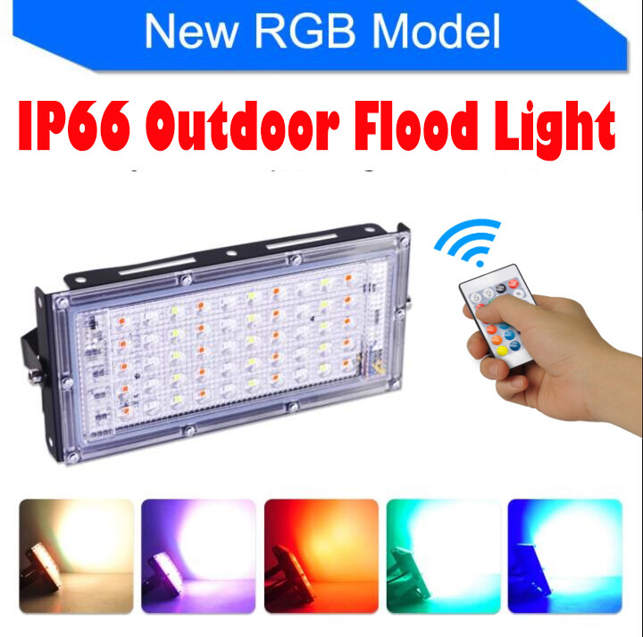 Đèn pha led 50w 220v đèn pha ngoài trời ip66 đèn led chống nước đèn đường đèn chiếu rgb cảnh quan chiếu sáng ngoài trời