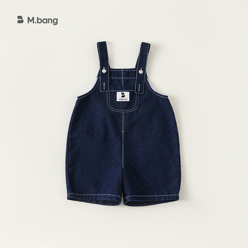 2023 Babycity quần áo trẻ em mùa hè Quần yếm denim trẻ em phong cách Hàn