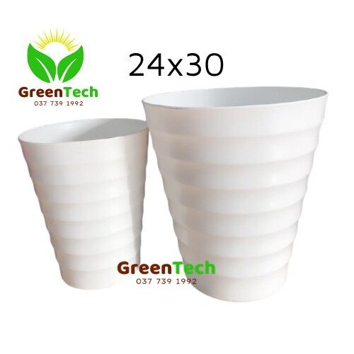 Chậu nhựa trắng xoán sezi 1 - chậu nhưa trông cây cảnh, cây hoa