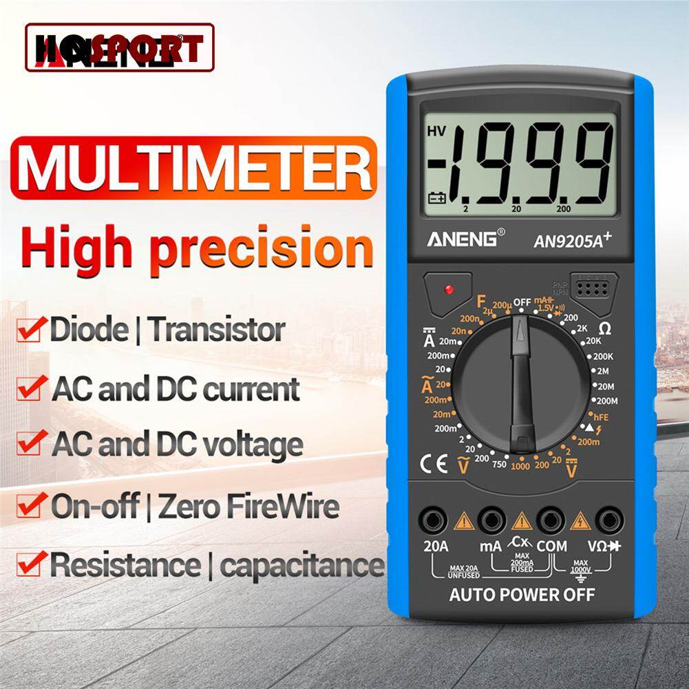 Máy Đo Điện Trở Ampe Kế ANENG AN9205A +, Màn Hình LCD, Hiển Thị Số Đếm 1999, Đồng Hồ Vạn Năng Kỹ Thuật Số, Máy Đo Điện Trở AC / DC Cầm Tay