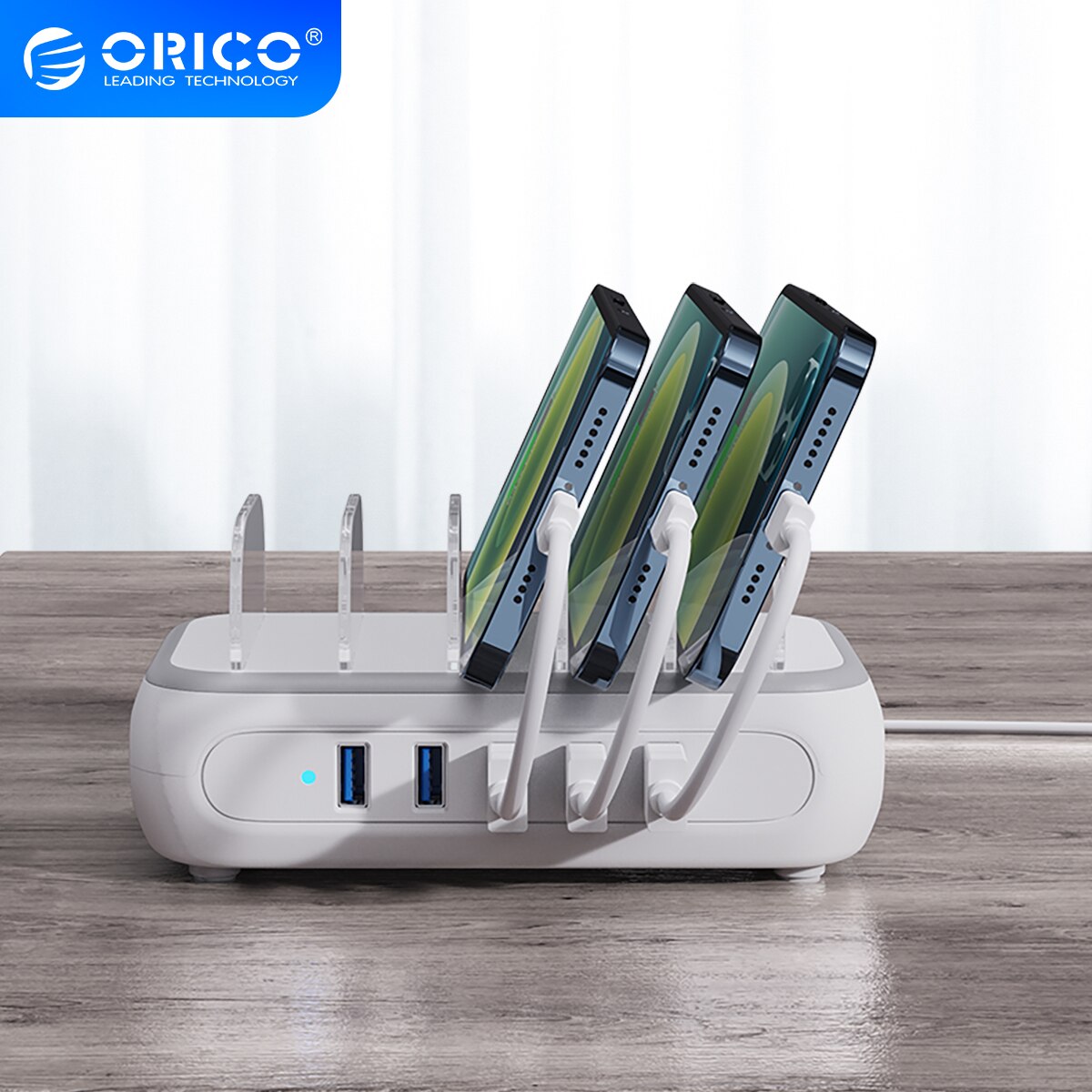 Orico 5 cổng sạc usb trạm sạc 40w max có thể tháo rời đứng khe