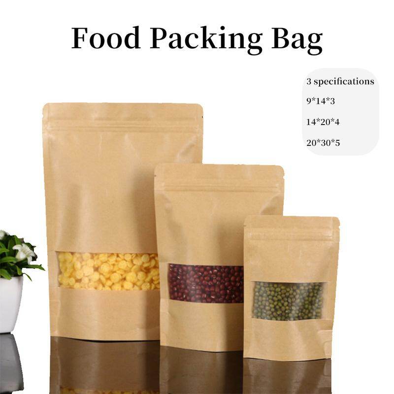 Khóa zip thực phẩm 50 cái khóa kéo đứng, túi giấy kraft túi bao bì thực phẩm tái niêm phong có thể khóa lại