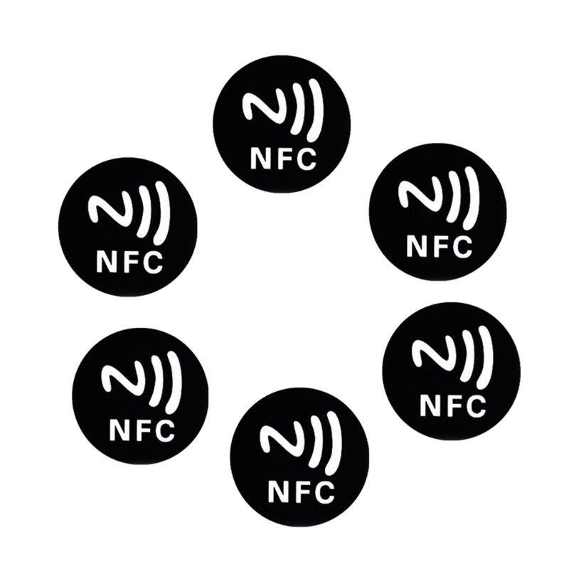 6 Miếng Dán Chống Kim Loại Màu Đen Thẻ NFC Ntag213 Thẻ NTAG 213 Huy Hiệu Nhãn Kim Loại Mã Thông Báo Cho Điện Thoại Di Động Thông Minh