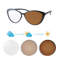 Photochromic Progressive Multifocus Reading Glasses Blue Light Filters Prescription Glasses Cateye Frame Big Face Spectacle Lady