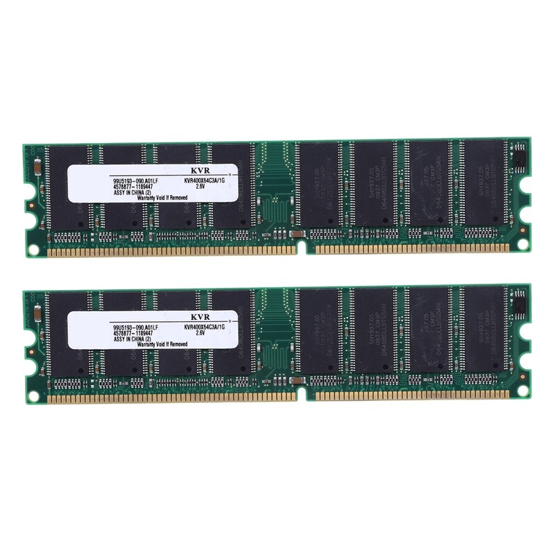 2X 2.6V DDR 400MHz 1GB Memory 184Pins PC3200 Desktop for RAM CPU GPU APU Non-ECC CL3 DIMM