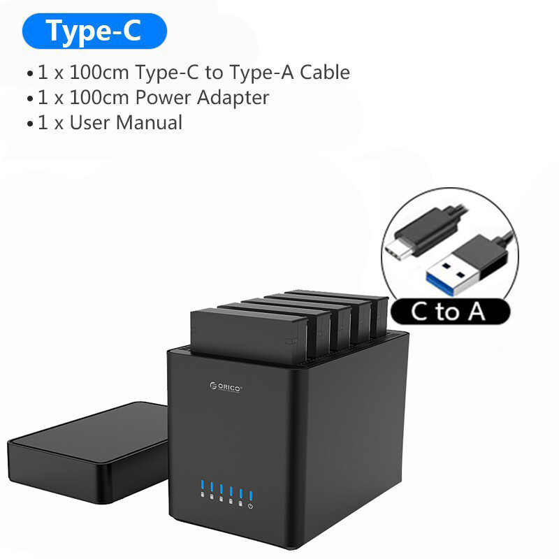 ORICO DS Series 5 Bay ổ cứng bên ngoài 35 inch USB ổ cứng vỏ SATA đến USB3.0 / Type-C HDD trường hợp