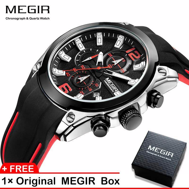 เช็คราคาMegir 2063 Men's Watch Male Sport Quartz Wristwatches Luminous Waterproof Clock With Skin-friendly Silicone strap 2018 Newest Arrival