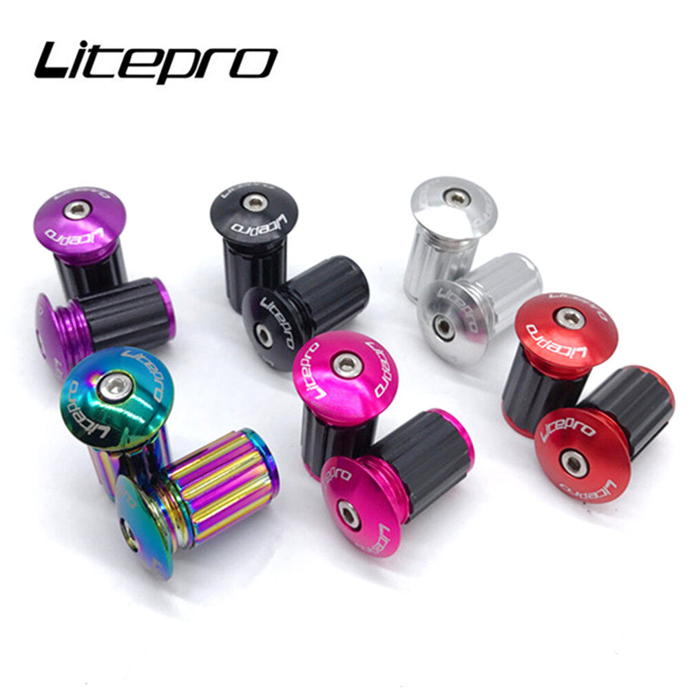 Litepro Nút Bọc Tay Cầm Xe Đạp Gấp Được Nút Gắn Ghi Đông Xe Đạp Leo Núi Nắp Đầu Thanh Phụ Tùng Xe Đạp Bằng Hợp Kim Nhôm Mở Rộng 22-24MM