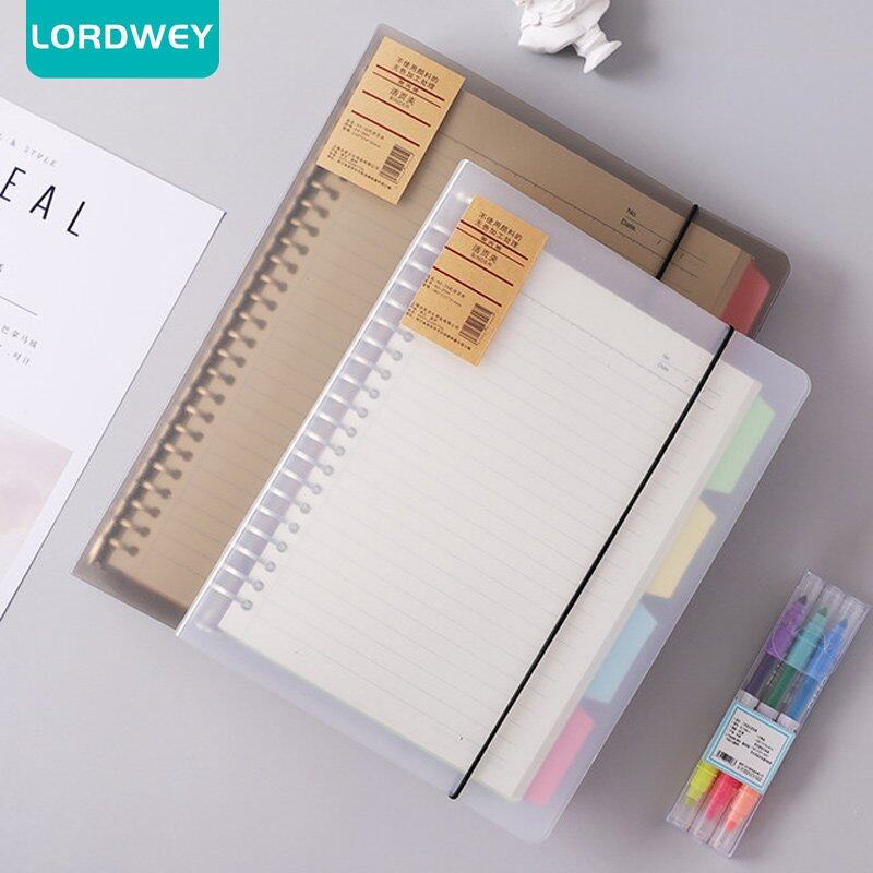 Lordwey sổ tay bìa lá rời a4/a5/b5 sổ ghi chép nhật ký tùy chọn 4 ngăn có thể nạp lại 2021 sổ lập kế hoạch đồ dùng văn phòng trường học văn phòng phẩm