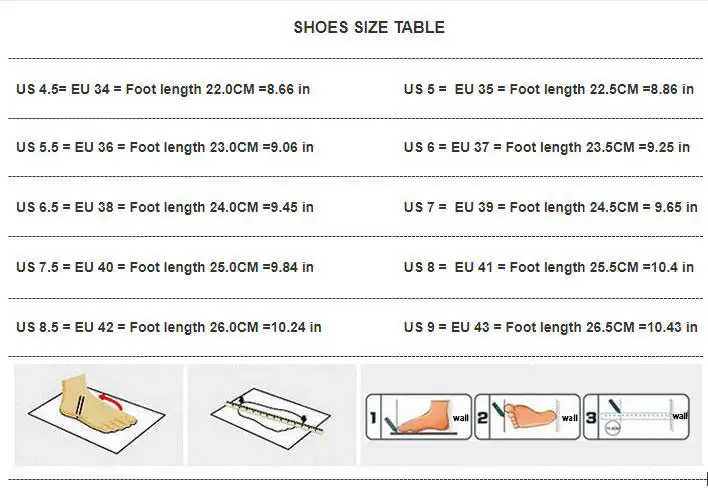 size 35 shoes in inches