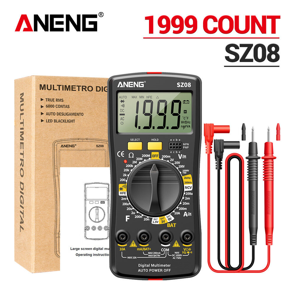 Aneng đồng hồ vạn năng kỹ thuật số sz08 đồng hồ đo chuyên nghiệp lưu trữ siêu mỏng vôn kế tự động máy kiểm tra cầm tay điện trở ac dc 220v