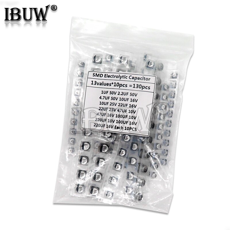 130 cái/lốc 1uf-220uf nhôm nhôm tụ điện điện bộ được phân loại bộ, 13 giá trị * 10 cái = 130 cái mẫu kit