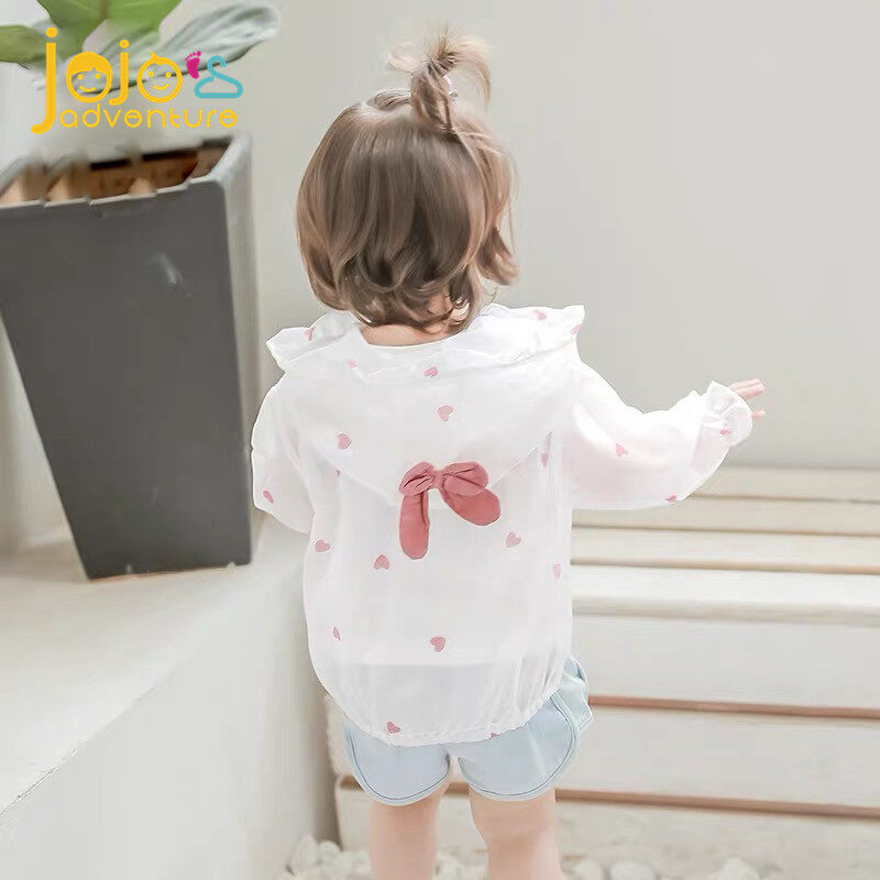 Áo Khoác JOJOS Adventure】 Kem Chống Nắng Cho Bé Gái Mùa Hè Chống Tia Cực Tím Cho Bé Gái Mới Tập Đi Áo Khoác Mỏng Thoáng Khí Áo Có Mũ Trang Trí Nơ 0-4 Tuổi Màu Tím/Vàng