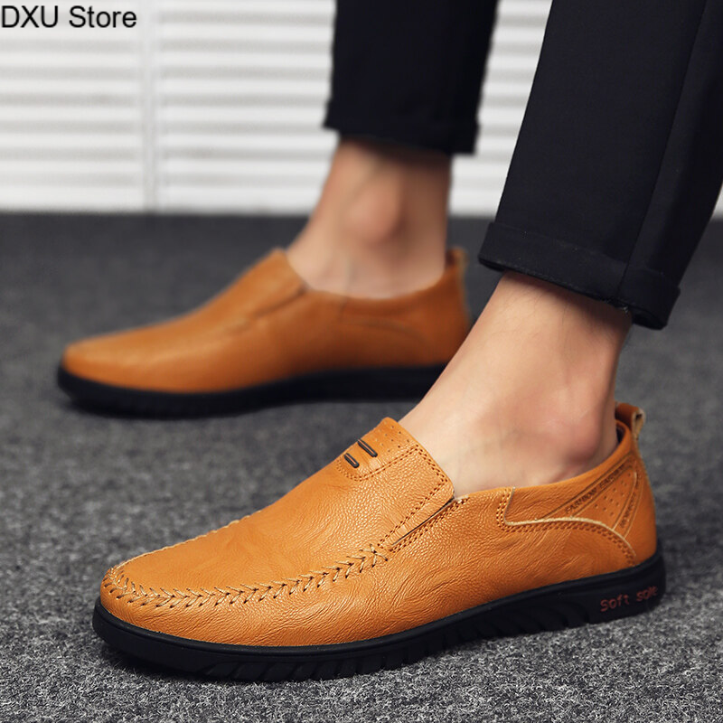 DXU Store Giày Nam Da Thật, Giày Lười Thường Ngày Thương Hiệu Sang Trọng 2023 Giày Lười Trang Trọng, Giày Da Đanh Nam Màu Đen Ý Lái Xe