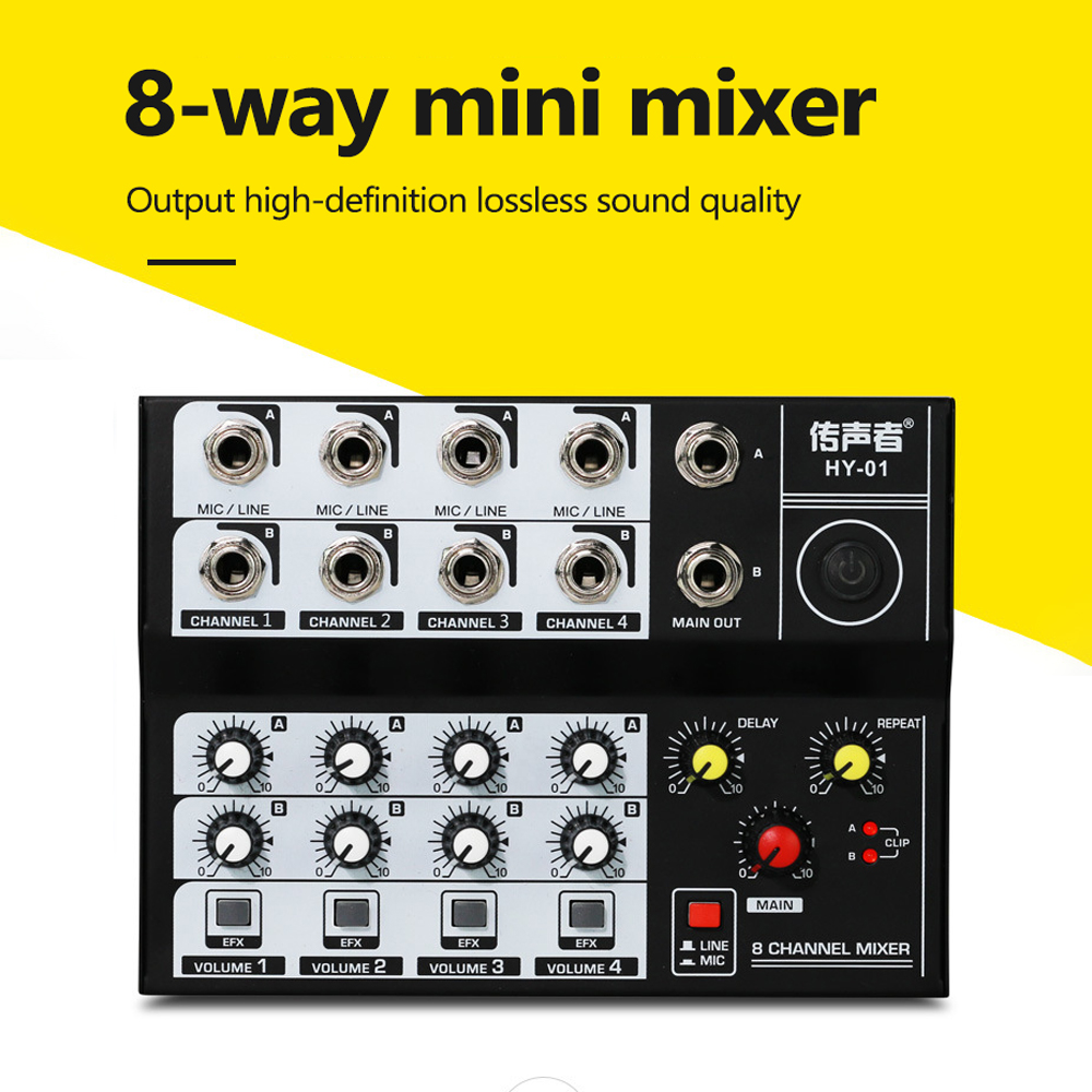 Bộ trộn âm thanh usb đa chức năng 8 kênh bộ trộn âm thanh di động bộ trộn âm thanh hai đầu vào micrô chuyên nghiệp sử dụng tại nhà
