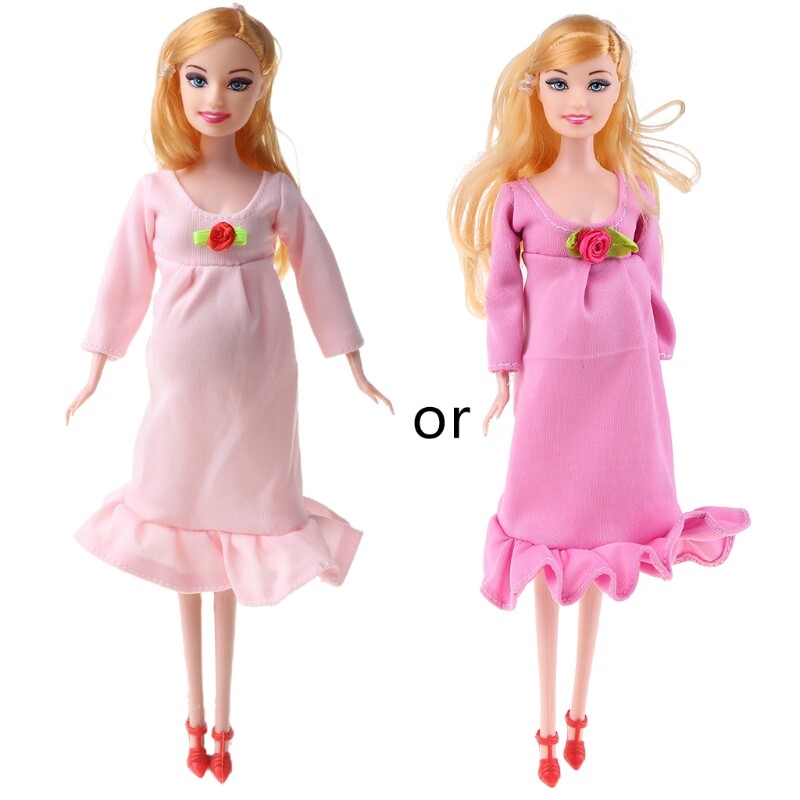 1 chiếc búp bê mẹ bầu thật tóc nâu tự làm có em bé trong bụng cho búp bê barbie quà tặng đồ chơi trẻ em tháng 6